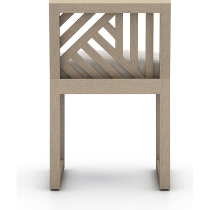 Avalon Outdoor Armless Dining Chair by Four Hands in charcoal / grey. Made from 100% olefin, solid fsc®-certified teak, 91% polyurethane foam pad, 9% polyester fiber batting in a modern style.