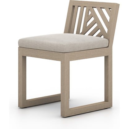Avalon Outdoor Armless Dining Chair by Four Hands in charcoal / grey. Made from 100% olefin, solid fsc®-certified teak, 91% polyurethane foam pad, 9% polyester fiber batting in a modern style.