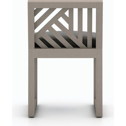 Avalon Outdoor Armless Dining Chair by Four Hands in charcoal / grey. Made from 100% olefin, solid fsc®-certified teak, 91% polyurethane foam pad, 9% polyester fiber batting in a modern style.