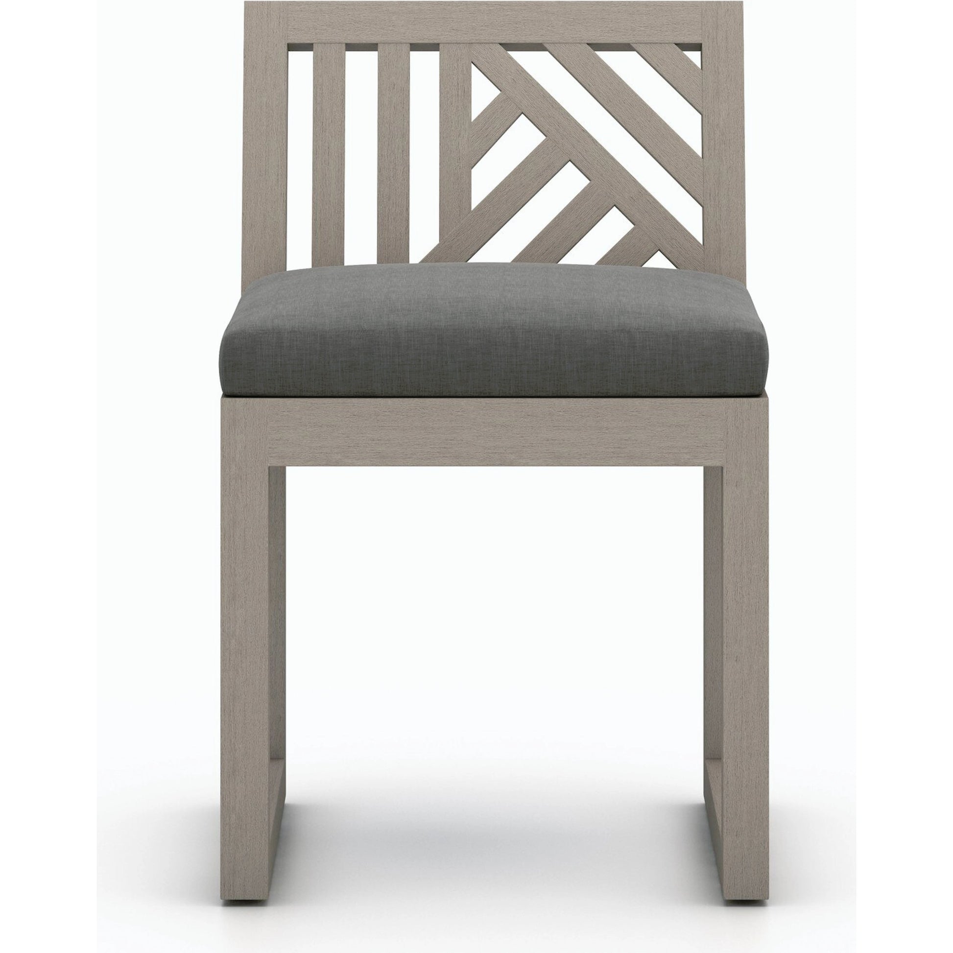 Avalon Outdoor Armless Dining Chair by Four Hands in charcoal / grey. Made from 100% olefin, solid fsc®-certified teak, 91% polyurethane foam pad, 9% polyester fiber batting in a modern style.