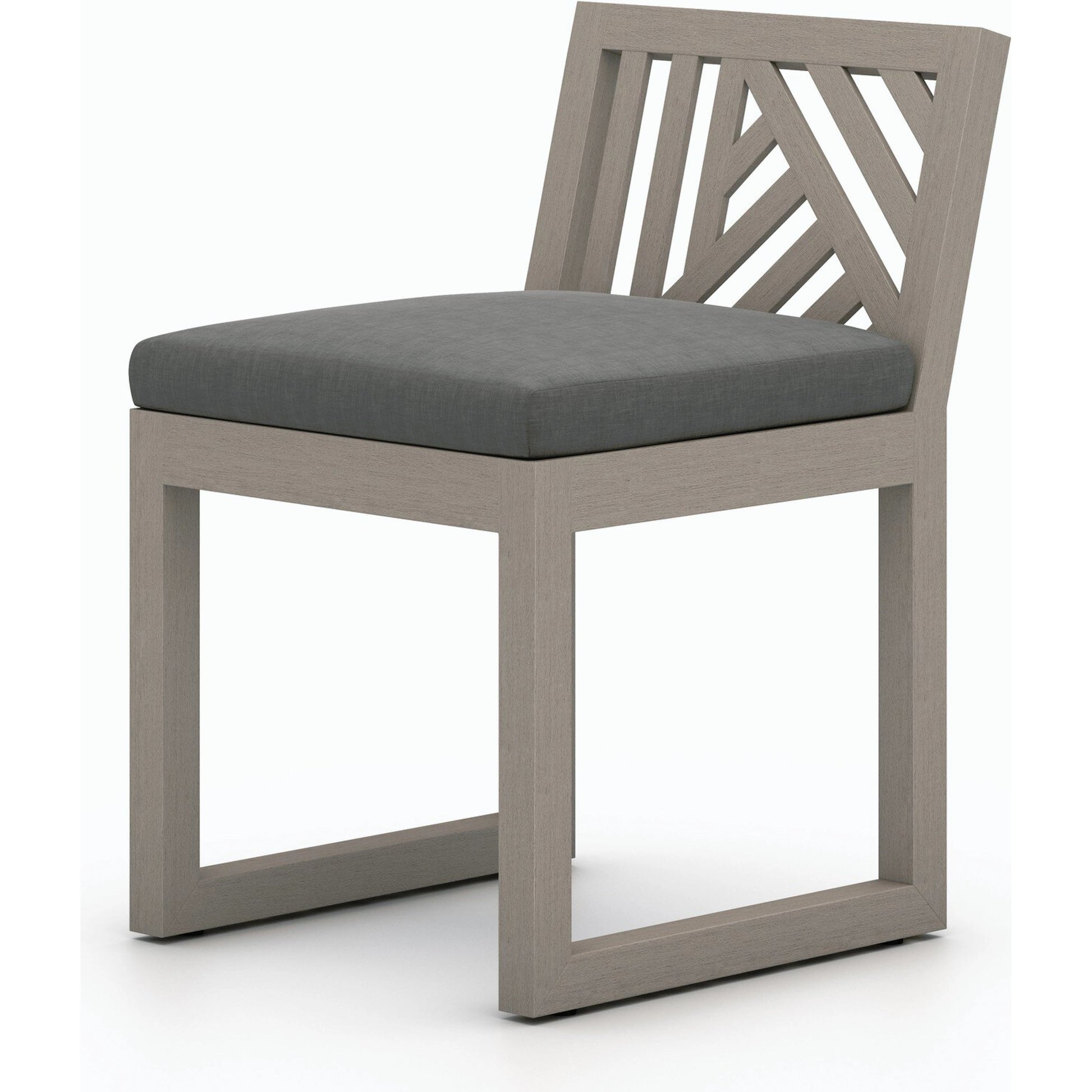 Avalon Outdoor Armless Dining Chair by Four Hands in charcoal / grey. Made from 100% olefin, solid fsc®-certified teak, 91% polyurethane foam pad, 9% polyester fiber batting in a modern style.