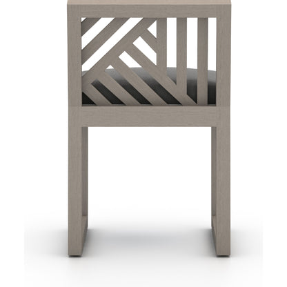 Avalon Outdoor Armless Dining Chair by Four Hands in charcoal / grey. Made from 100% olefin, solid fsc®-certified teak, 91% polyurethane foam pad, 9% polyester fiber batting in a modern style.