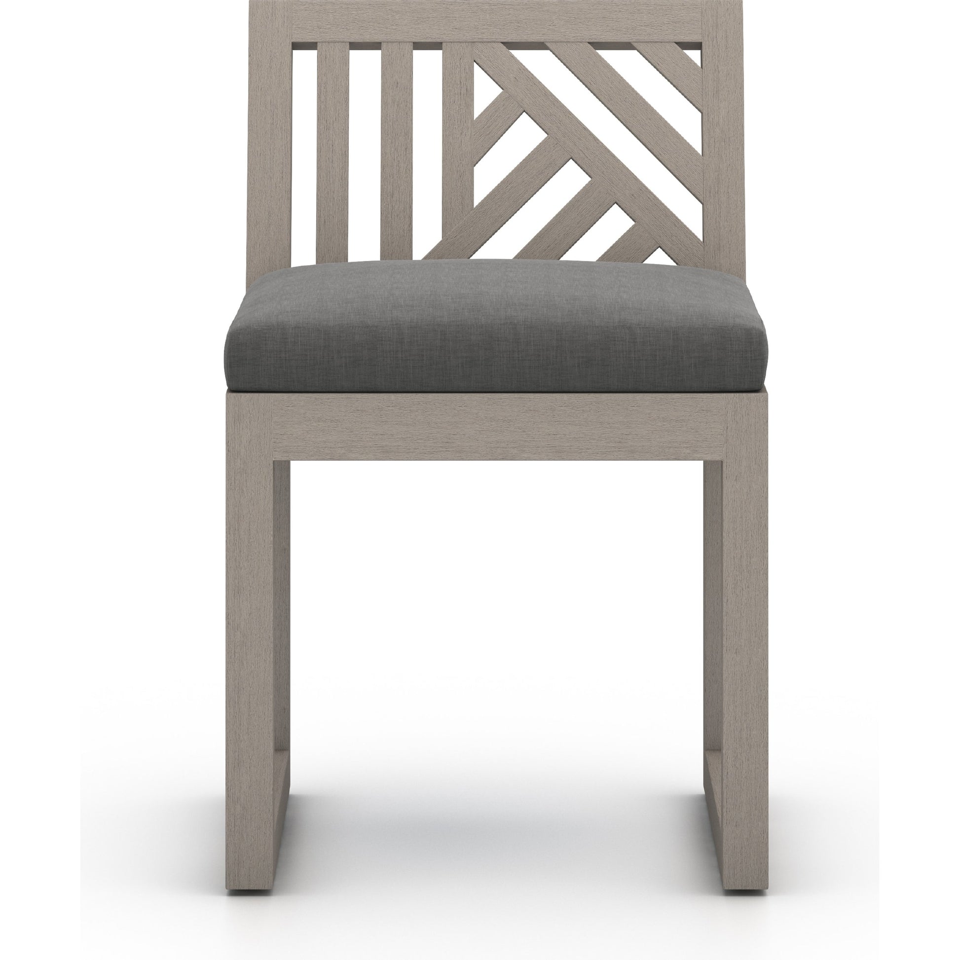 Avalon Outdoor Armless Dining Chair by Four Hands in charcoal / grey. Made from 100% olefin, solid fsc®-certified teak, 91% polyurethane foam pad, 9% polyester fiber batting in a modern style.