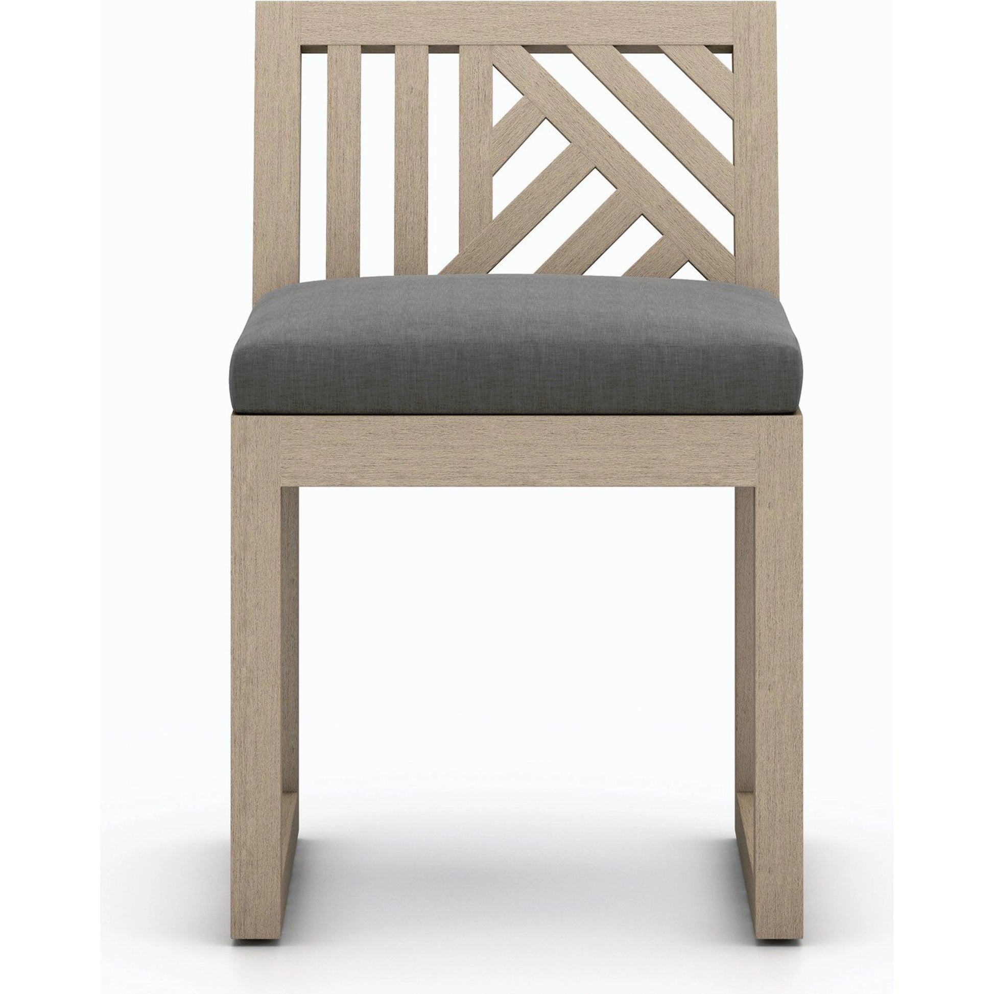 Avalon Outdoor Armless Dining Chair by Four Hands in charcoal / grey. Made from 100% olefin, solid fsc®-certified teak, 91% polyurethane foam pad, 9% polyester fiber batting in a modern style.
