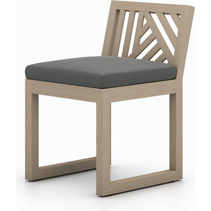 Avalon Outdoor Armless Dining Chair by Four Hands in charcoal / grey. Made from 100% olefin, solid fsc®-certified teak, 91% polyurethane foam pad, 9% polyester fiber batting in a modern style.