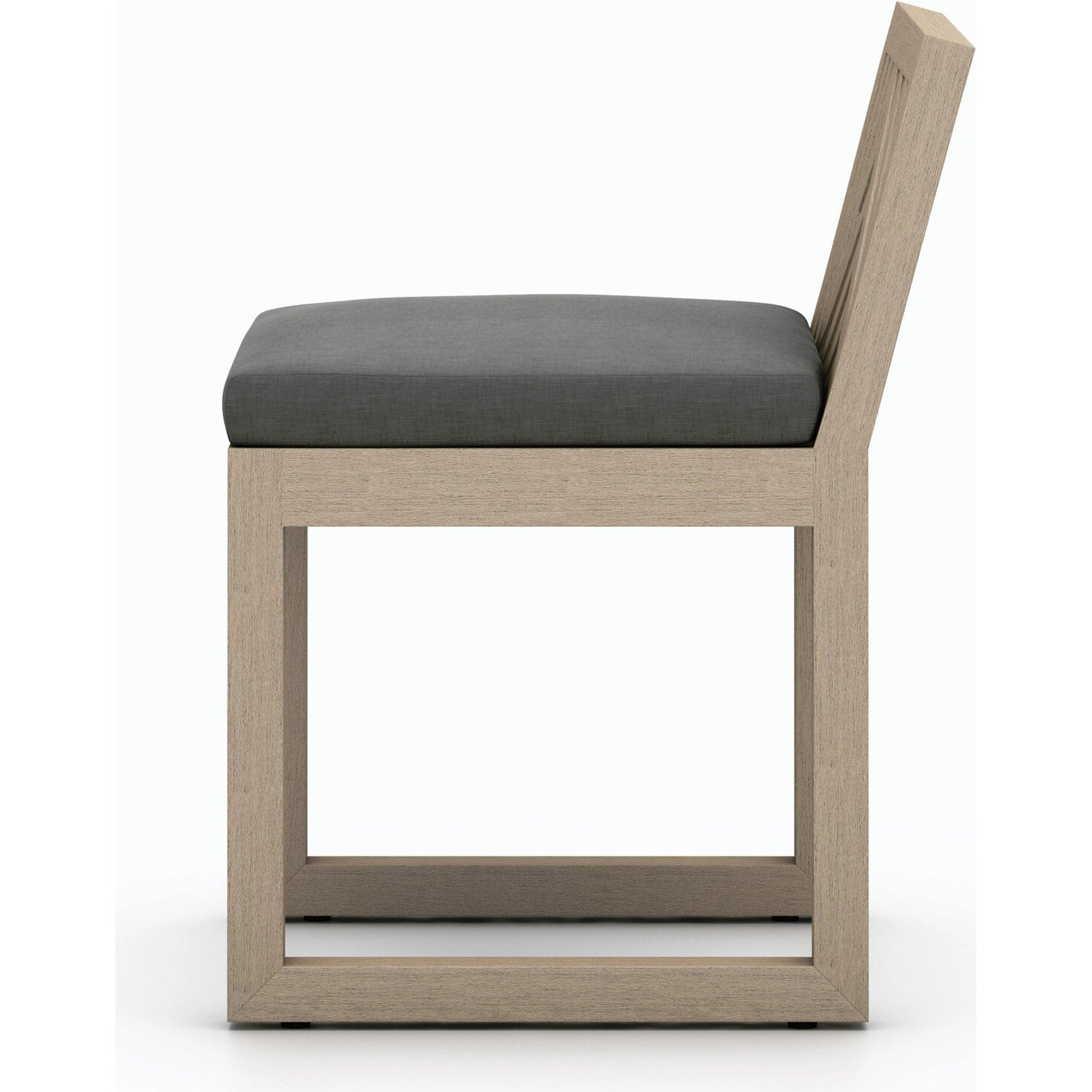 Avalon Outdoor Armless Dining Chair by Four Hands in charcoal / grey. Made from 100% olefin, solid fsc®-certified teak, 91% polyurethane foam pad, 9% polyester fiber batting in a modern style.