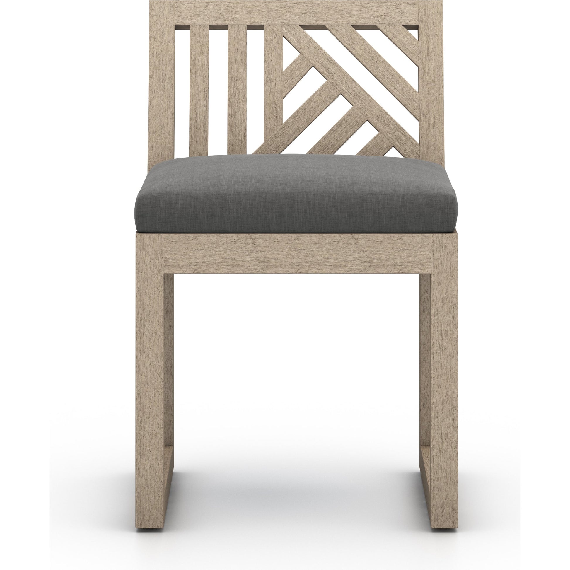Avalon Outdoor Armless Dining Chair by Four Hands in charcoal / grey. Made from 100% olefin, solid fsc®-certified teak, 91% polyurethane foam pad, 9% polyester fiber batting in a modern style.