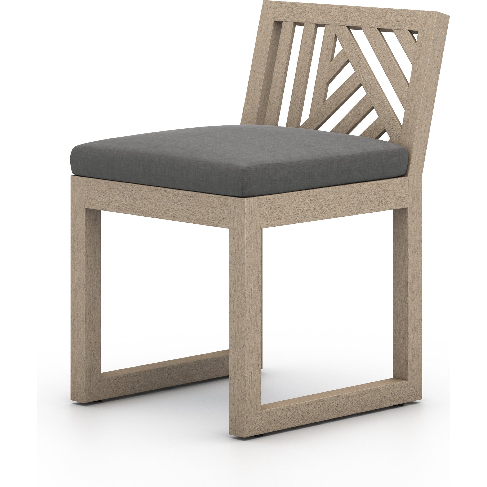 Avalon Outdoor Armless Dining Chair by Four Hands in charcoal / grey. Made from 100% olefin, solid fsc®-certified teak, 91% polyurethane foam pad, 9% polyester fiber batting in a modern style.