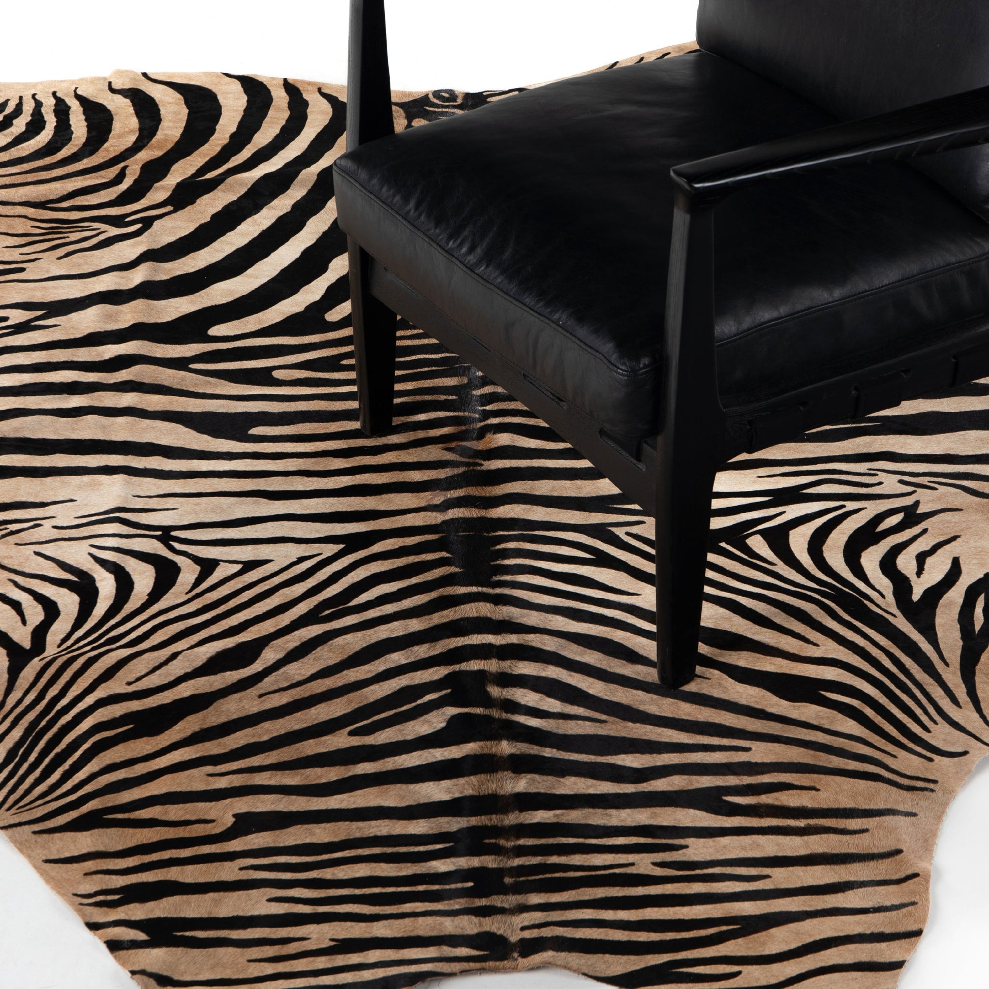Zebra Hide Rug by Four Hands in zebra hair on hide. Made from hair on hide in a unique style.