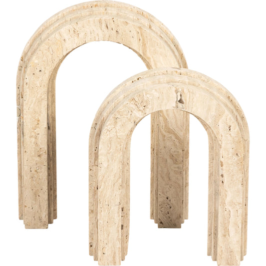 Travertine Arches by Four Hands in white tavertine. Made from solid travertine in a modern style.
