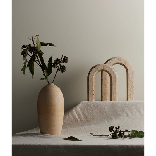 Travertine Arches by Four Hands in white tavertine. Made from solid travertine in a modern style.