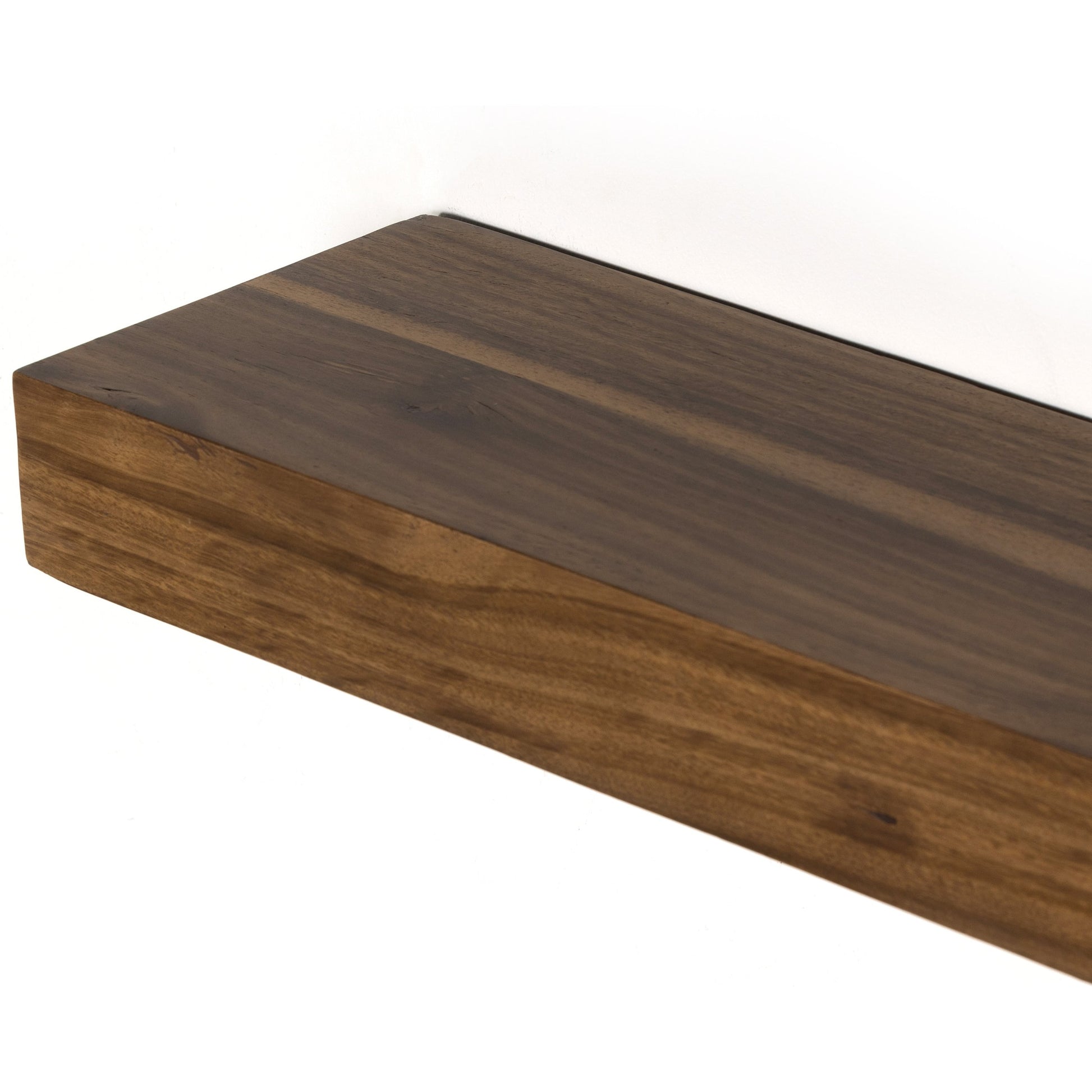 Cain Floating Shelf by Four Hands in gold guanacaste. Made from thick guanacaste veneer in a transitional style.