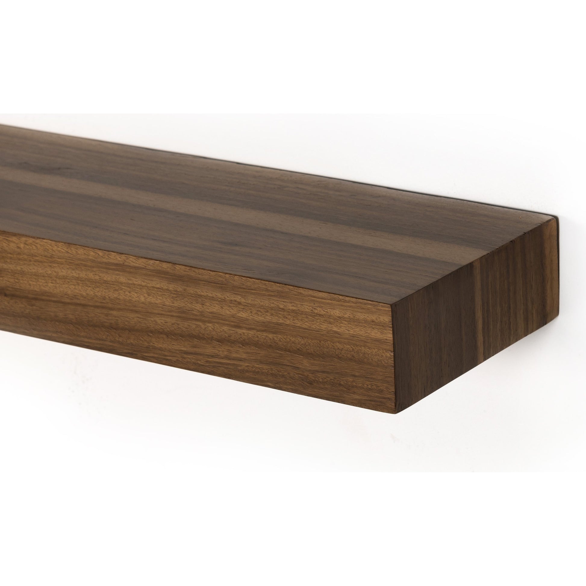 Cain Floating Shelf by Four Hands in gold guanacaste. Made from thick guanacaste veneer in a transitional style.