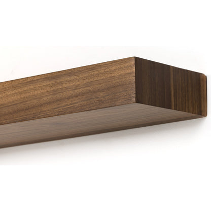 Cain Floating Shelf by Four Hands in gold guanacaste. Made from thick guanacaste veneer in a transitional style.