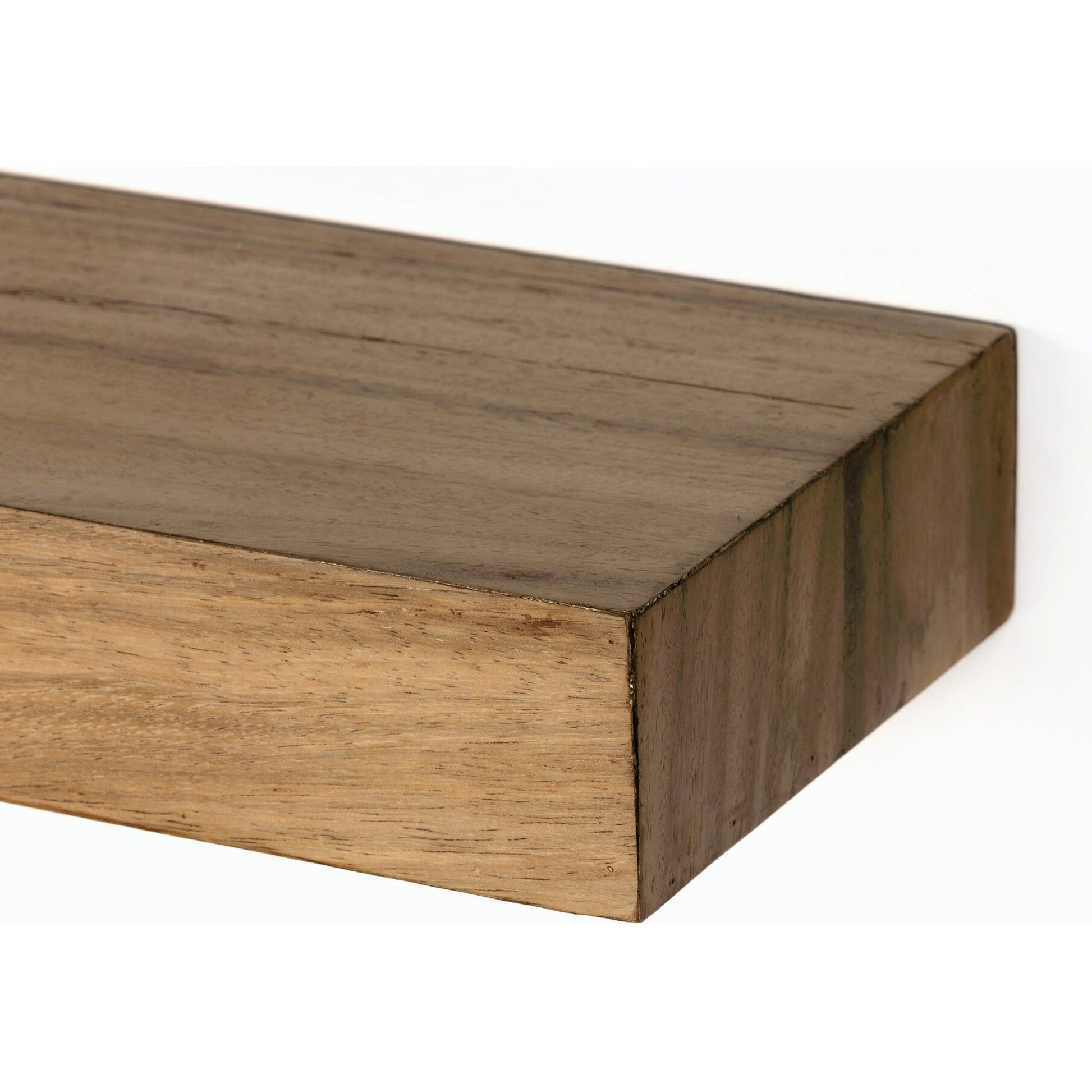 Cain Floating Shelf by Four Hands in gold guanacaste. Made from thick guanacaste veneer in a transitional style.