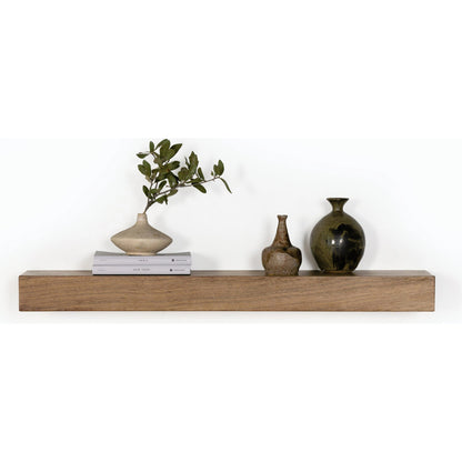 Cain Floating Shelf by Four Hands in gold guanacaste. Made from thick guanacaste veneer in a transitional style.