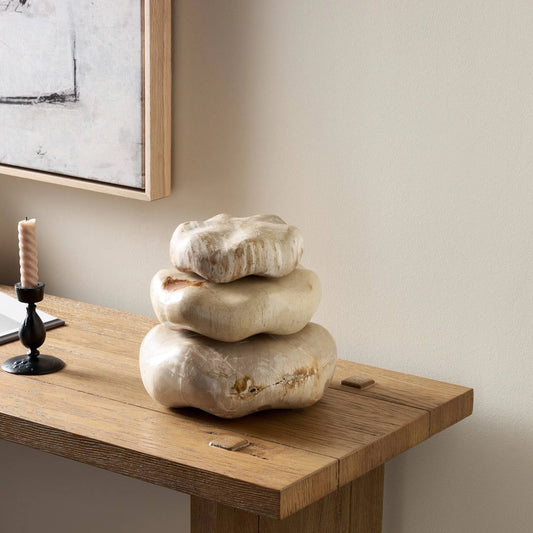 Petrified Wood Organic Sculpture (Set of 3) by Four Hands in light petrified wood. Made from petrified wood in a modern style.