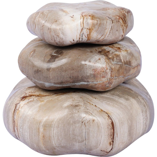 Petrified Wood Organic Sculpture (Set of 3) by Four Hands in light petrified wood. Made from petrified wood in a modern style.
