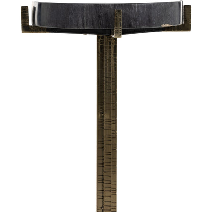 Jonty Round End Table by Four Hands. Made from petrified wood, stainless steel in a modern style.