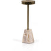 Galen End Table by Four Hands in dark petrified wood, shiny brass. Made from petrified wood, stainless steel in a modern style.