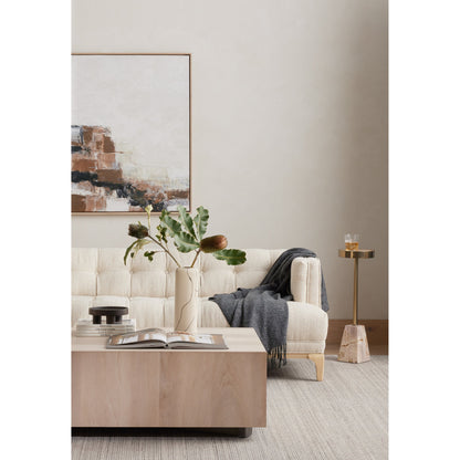 Galen End Table by Four Hands in dark petrified wood, shiny brass. Made from petrified wood, stainless steel in a modern style.