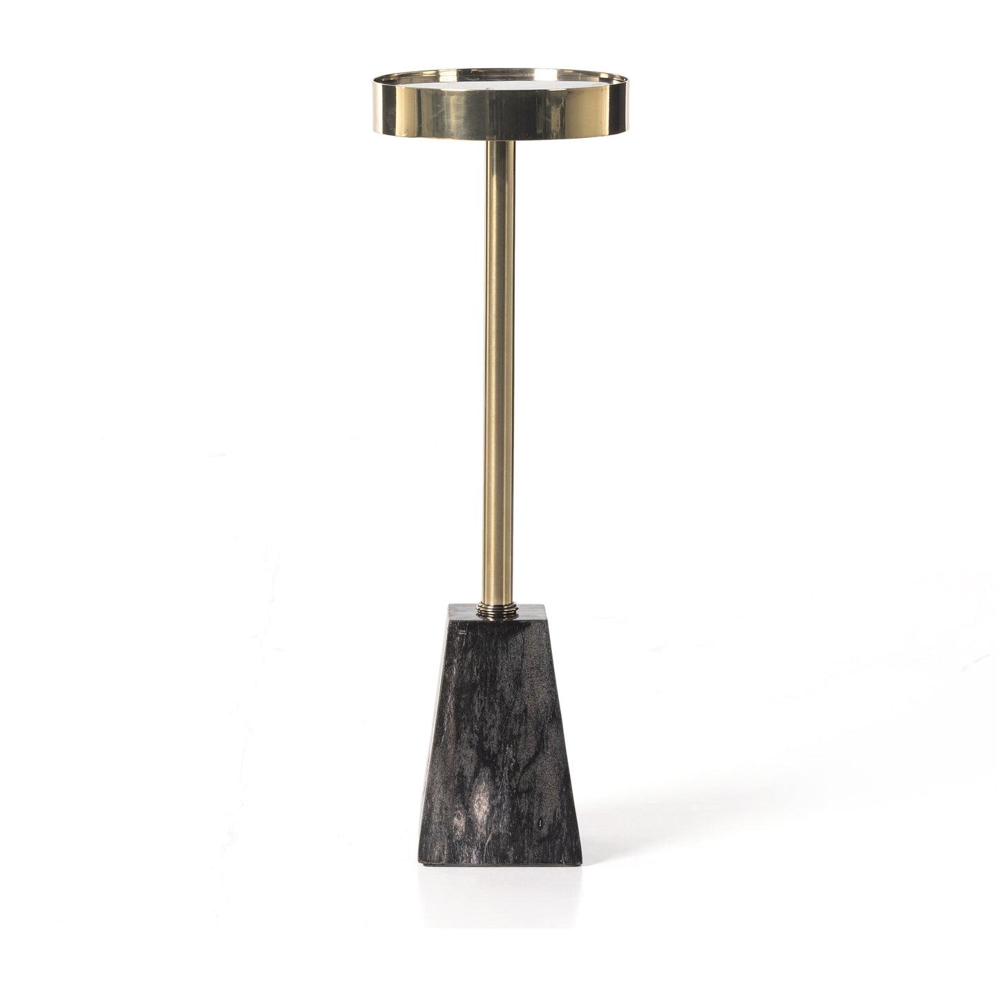 013 SI-1902901 | Additional Silo | Galen End Table by Four Hands in dark petrified wood, shiny brass. Made from petrified wood, stainless steel in a modern style.