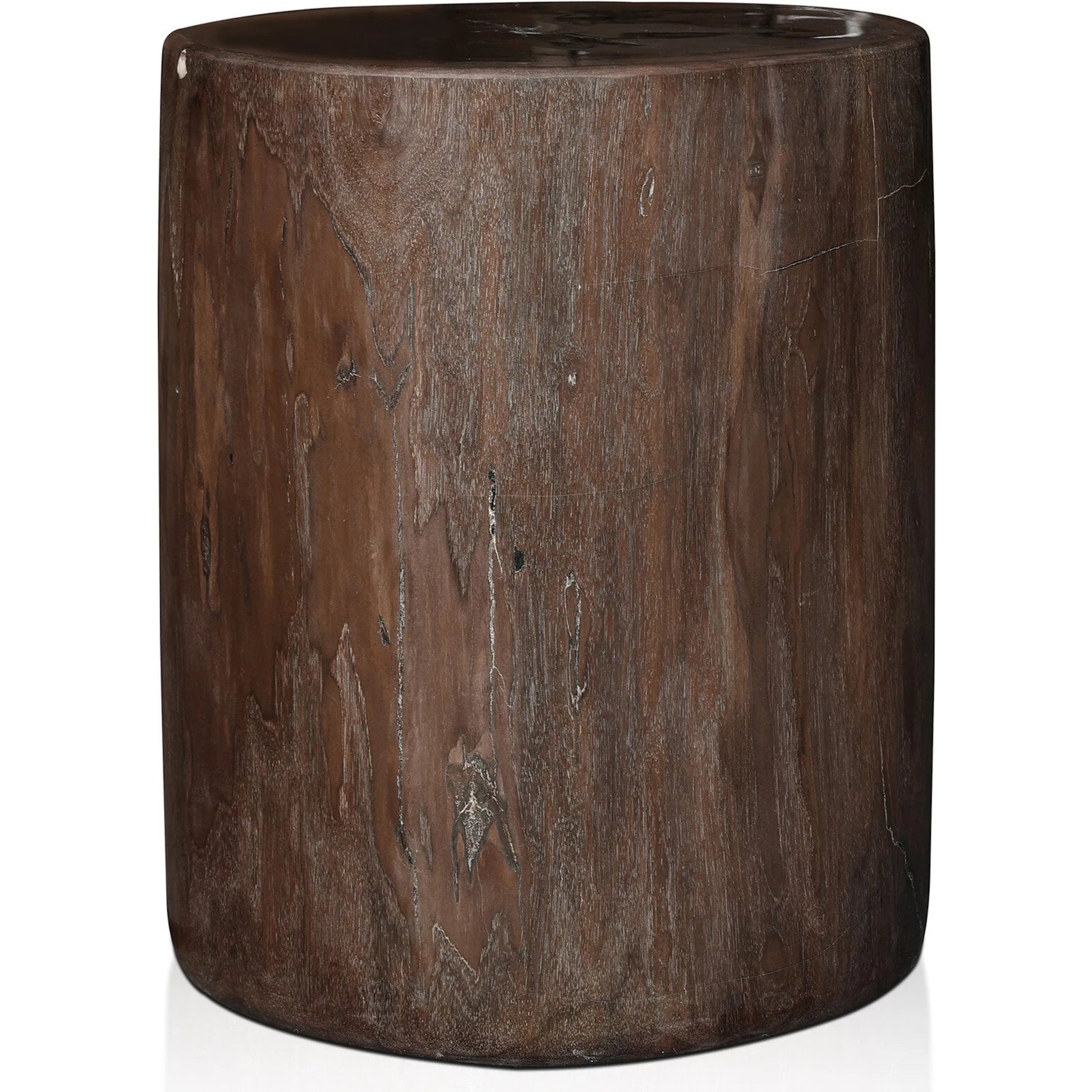 Kos End Table by Four Hands. Made from petrified wood in a modern style.