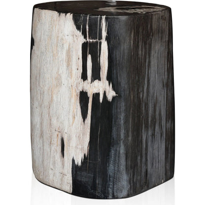Kos End Table by Four Hands. Made from petrified wood in a modern style.