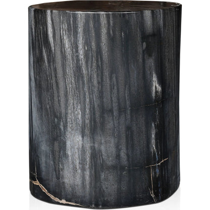 Kos End Table by Four Hands. Made from petrified wood in a modern style.