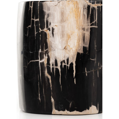 Kos End Table by Four Hands. Made from petrified wood in a modern style.