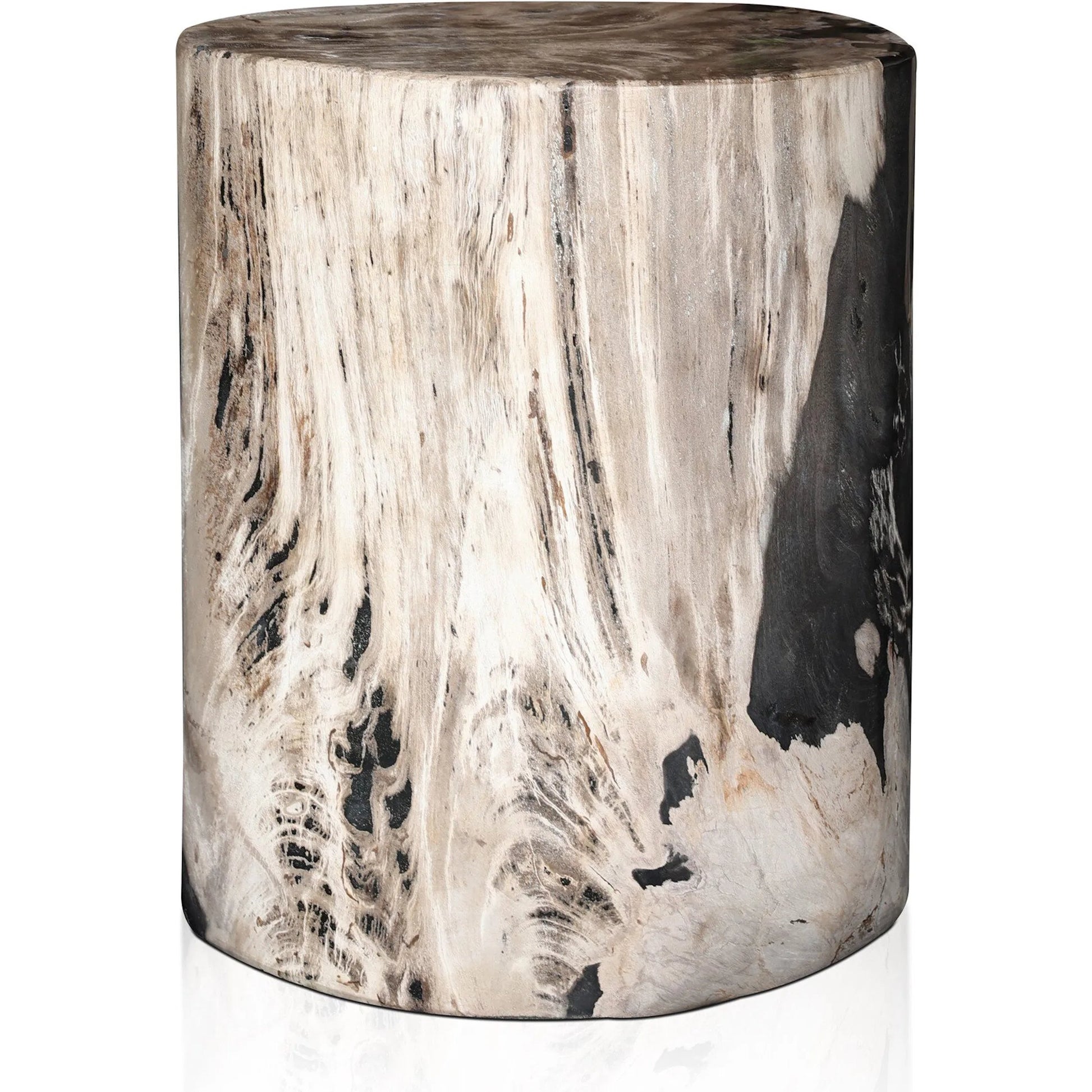 Kos End Table by Four Hands. Made from petrified wood in a modern style.