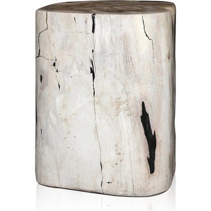 Kos End Table by Four Hands. Made from petrified wood in a modern style.