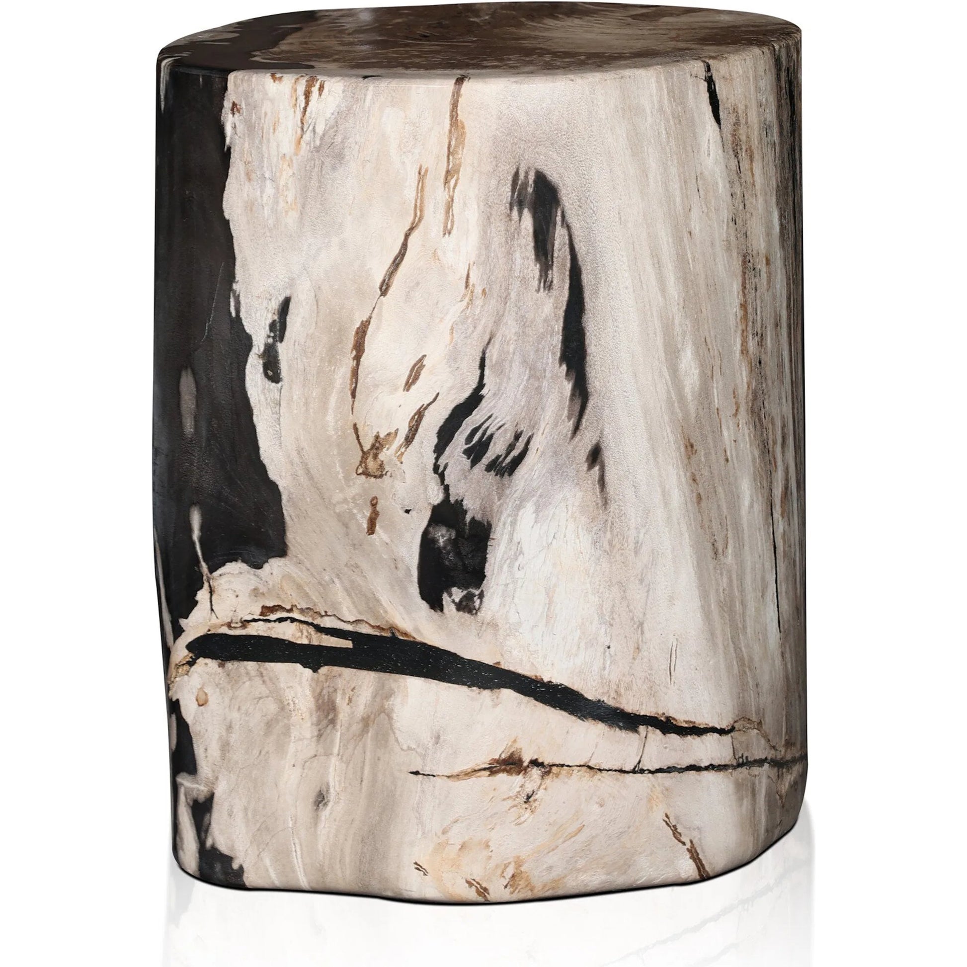 Kos End Table by Four Hands. Made from petrified wood in a modern style.