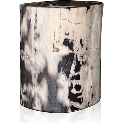 Kos End Table by Four Hands. Made from petrified wood in a modern style.