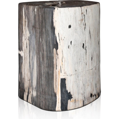 Kos End Table by Four Hands. Made from petrified wood in a modern style.