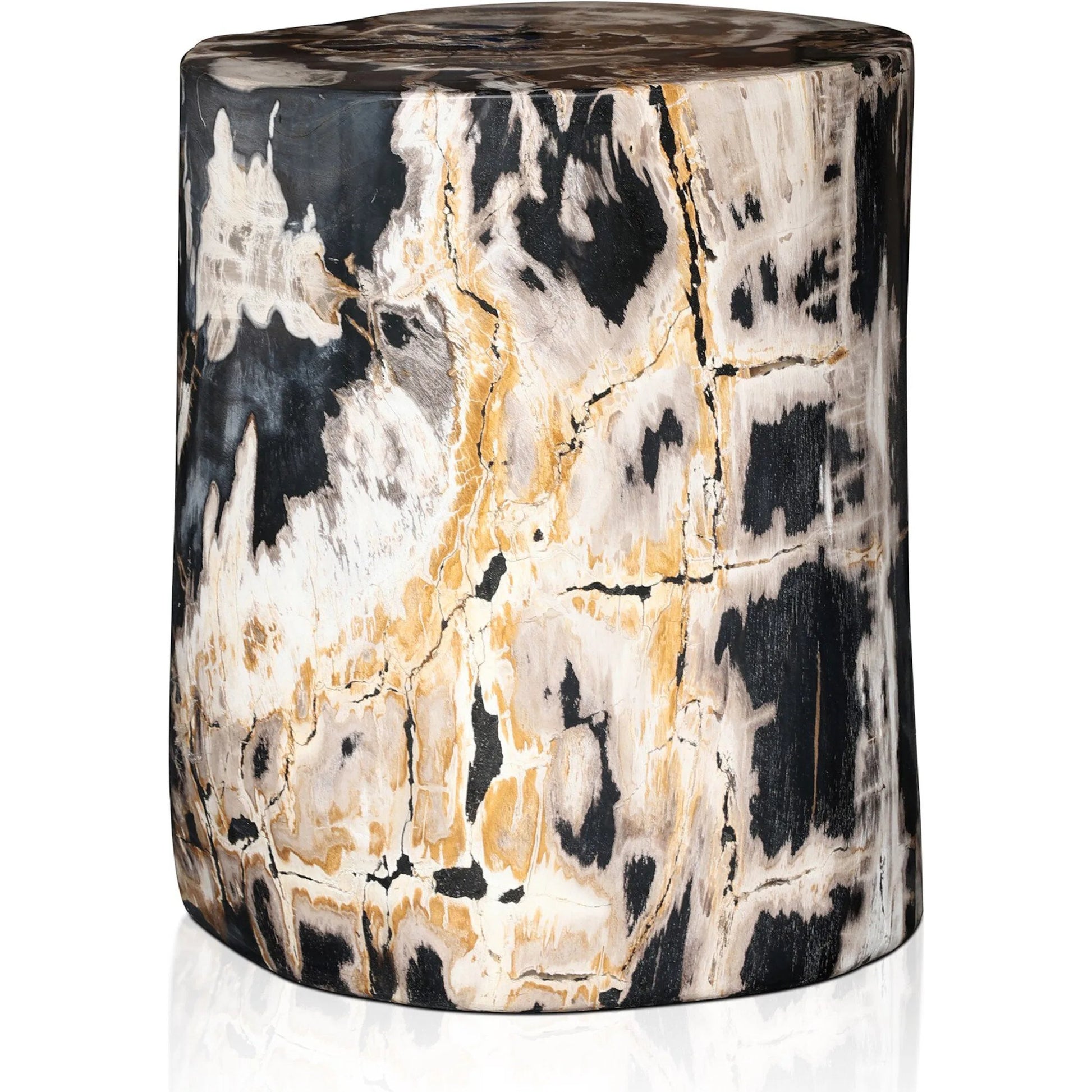 Kos End Table by Four Hands. Made from petrified wood in a modern style.