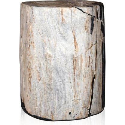 Kos End Table by Four Hands. Made from petrified wood in a modern style.