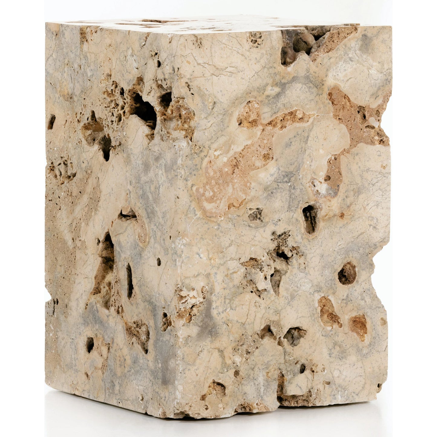 031 SI-1799582 | Additional Silo | Faydon End Table by Four Hands in romano fosse travertine. Made from solid travertine in a cottage & farmhouse style.