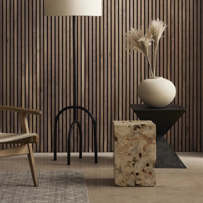 Faydon End Table by Four Hands in romano fosse travertine. Made from solid travertine in a cottage & farmhouse style.