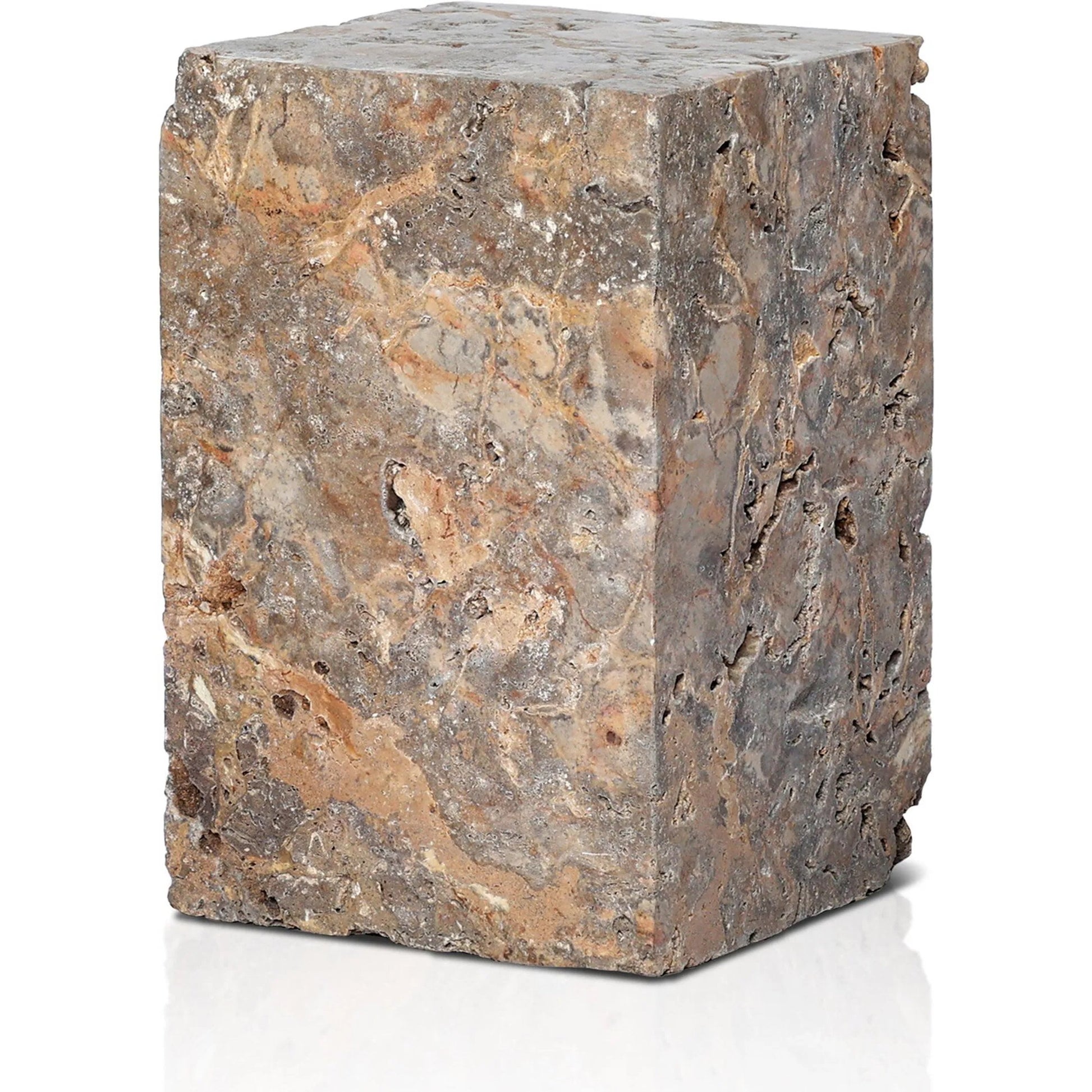 Faydon End Table by Four Hands in romano fosse travertine. Made from solid travertine in a cottage & farmhouse style.