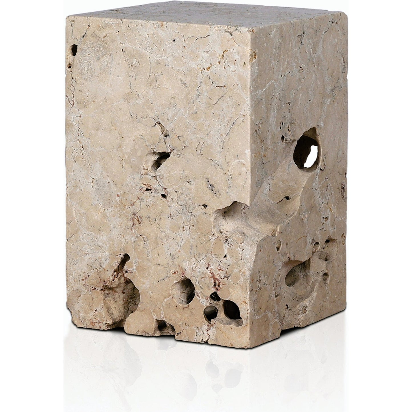 015 SI-1799582 | Additional Silo | Faydon End Table by Four Hands in romano fosse travertine. Made from solid travertine in a cottage & farmhouse style.