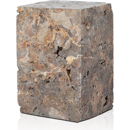 Faydon End Table by Four Hands in romano fosse travertine. Made from solid travertine in a cottage & farmhouse style.