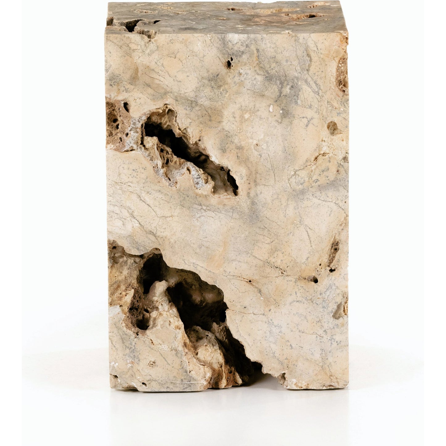 014 SI-1799582 | Additional Silo | Faydon End Table by Four Hands in romano fosse travertine. Made from solid travertine in a cottage & farmhouse style.