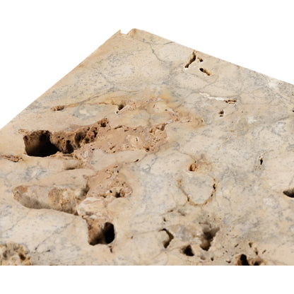 Faydon End Table by Four Hands in romano fosse travertine. Made from solid travertine in a cottage & farmhouse style.