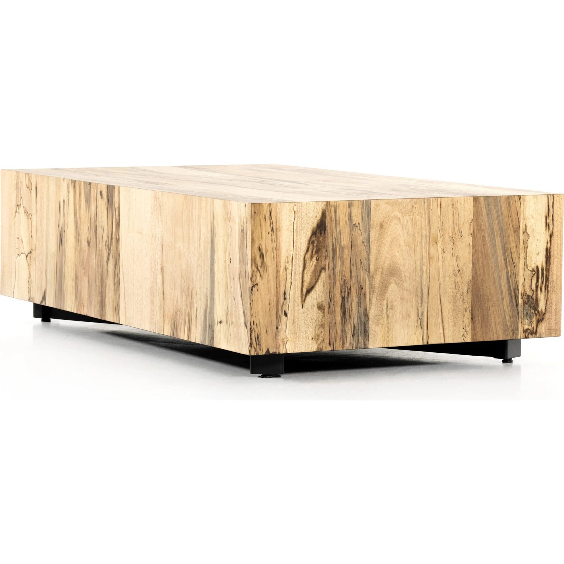 Hudson Rectangle Coffee Table by Four Hands in spalted primavera, black pine. Made from thick primavera veneer, solid pine in a unique style.