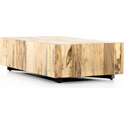 Hudson Rectangle Coffee Table by Four Hands in spalted primavera, black pine. Made from thick primavera veneer, solid pine in a unique style.