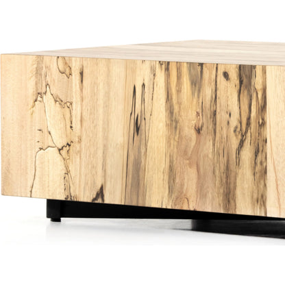 Hudson Rectangle Coffee Table by Four Hands in spalted primavera, black pine. Made from thick primavera veneer, solid pine in a unique style.