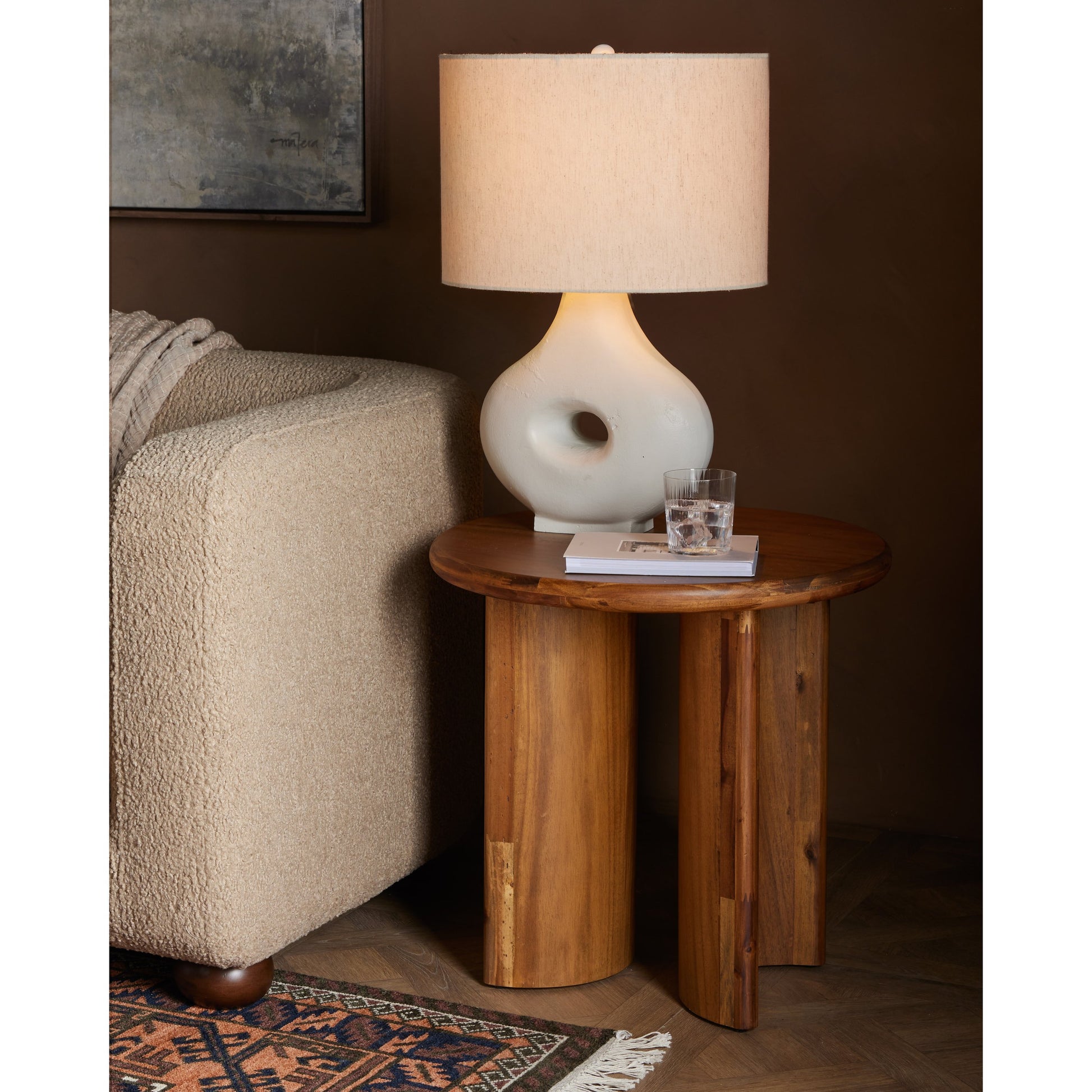Paden End Table by Four Hands. Made from thin acacia veneer, engineered hardwood in a modern style.