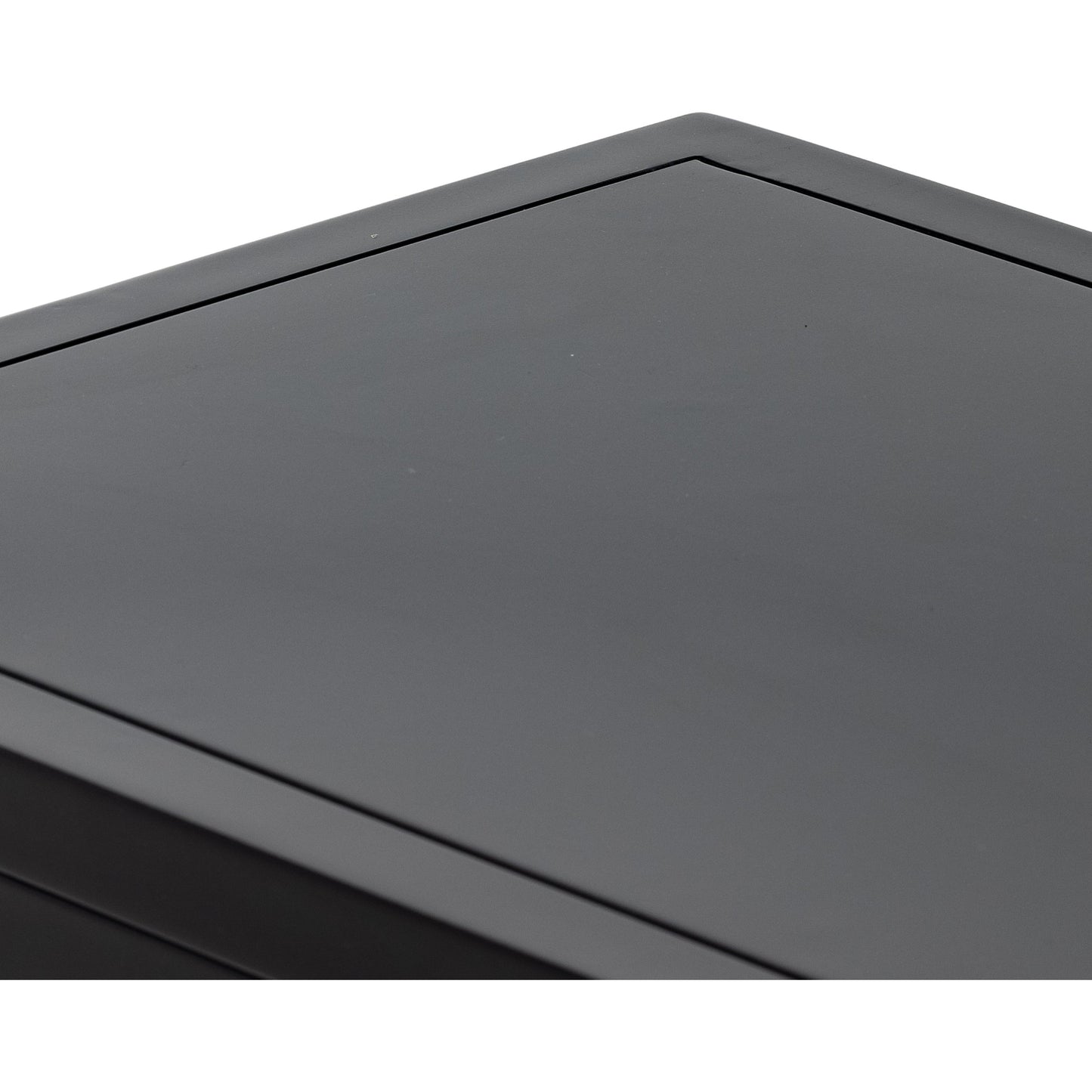 024 SI-1797976 | Closeup | Lexington Small Cabinet by Four Hands in black, tempered glass, white. Made from iron in a modern style.