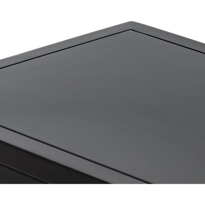 Lexington Small Cabinet by Four Hands in black, tempered glass, white. Made from iron in a modern style.